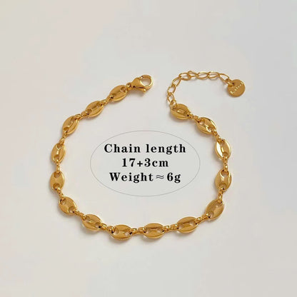 Aquabliss Gold-Tone Stainless Steel Mariner Coffee Bean Link Bracelet