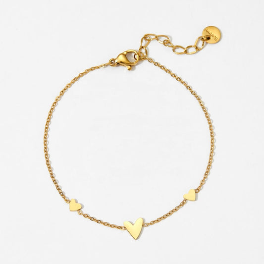 Aquabliss Dainty Gold-Tone Stainless Steel Heart Station Anklet