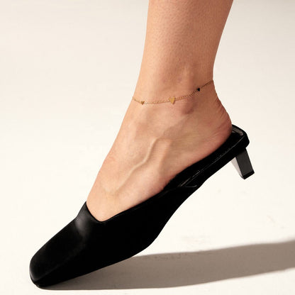 Aquabliss Dainty Gold-Tone Stainless Steel Heart Station Anklet