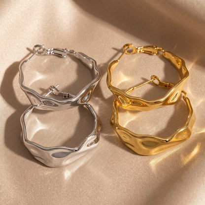 Aquabliss Stainless Steel 1.25" Twisted Hoop Earrings
