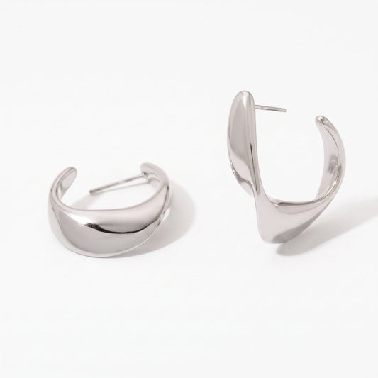 Aquabliss Stainless Steel Twisted C Hoop Earrings