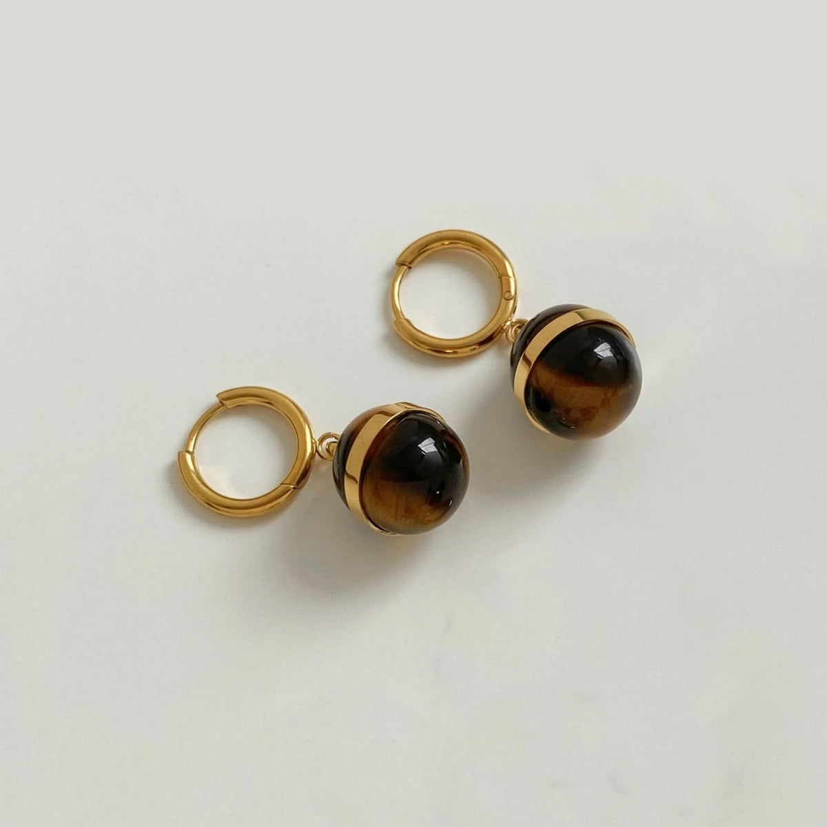 Amber Sphere Huggie Drop Earrings