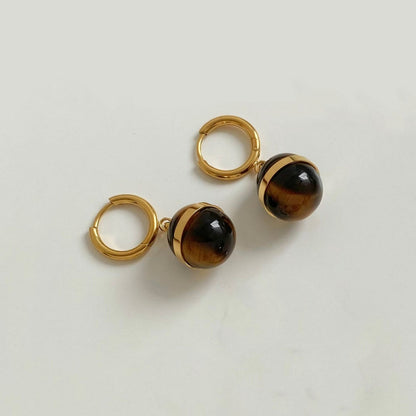 Amber Sphere Huggie Drop Earrings