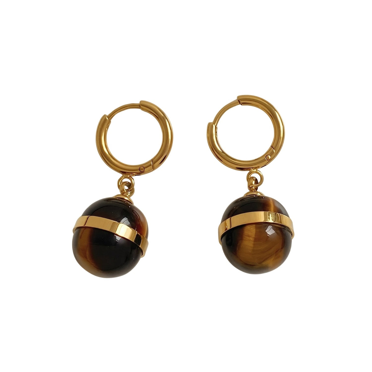 Amber Sphere Huggie Drop Earrings