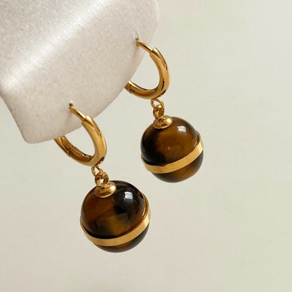 Amber Sphere Huggie Drop Earrings