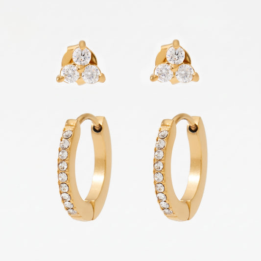 Huggie Hoop and Stud Earring Set