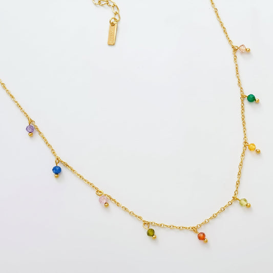 Aquabliss Gold-Tone Stainless Steel Multi-Color Beaded Station Necklace