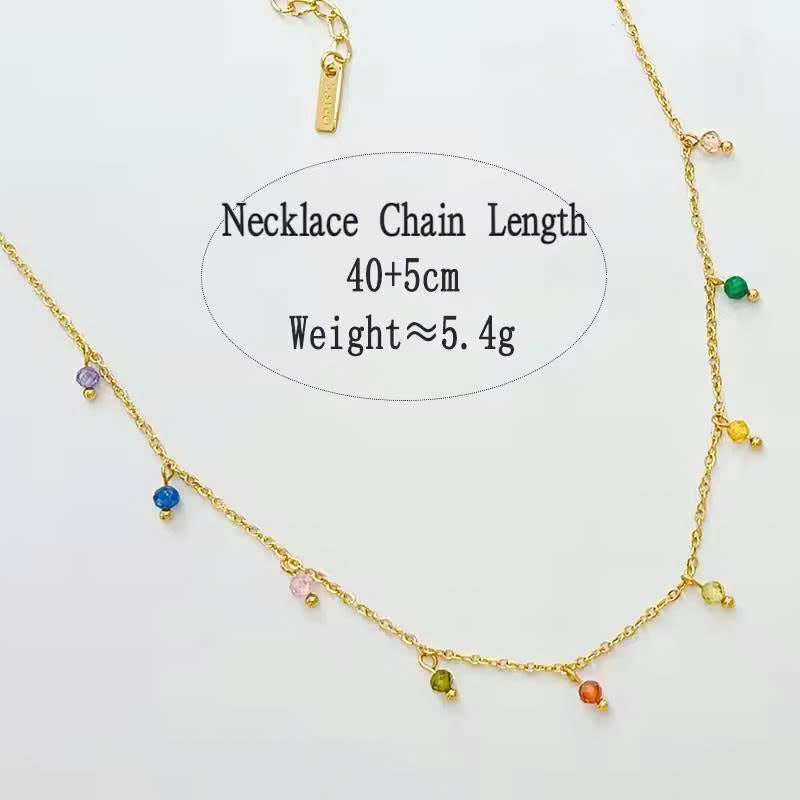 Aquabliss Gold-Tone Stainless Steel Multi-Color Beaded Station Necklace