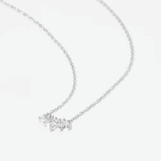 Aquabliss Silver-Tone Stainless Steel Marquise Cubic Zirconia Crown Pendant Necklace