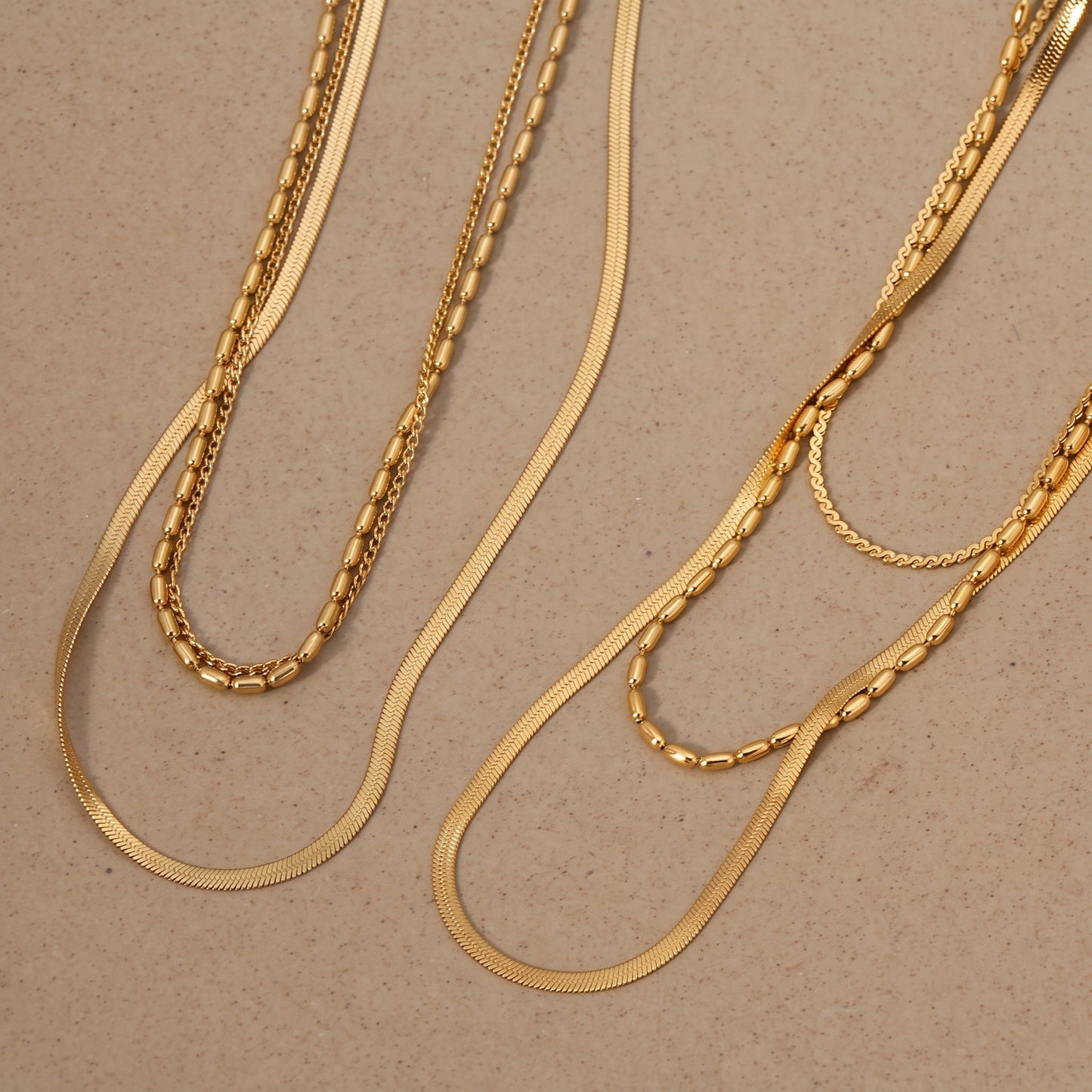 Aquabliss Dainty Triple Layer Gold-Tone Stainless Steel Chain Necklace